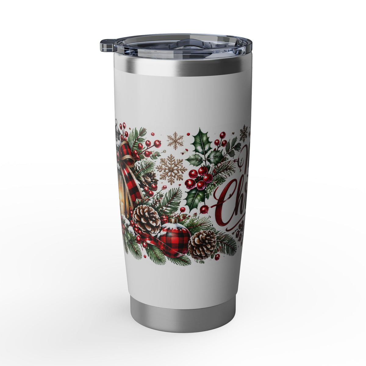Christmas Tumbler — Merry Christmas Holiday 20oz Insulated Travel Cup