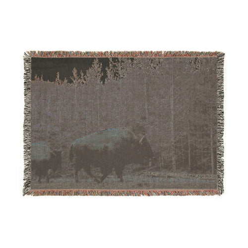 Bison Woven Throw Blanket — Rustic Woodland Home Decor