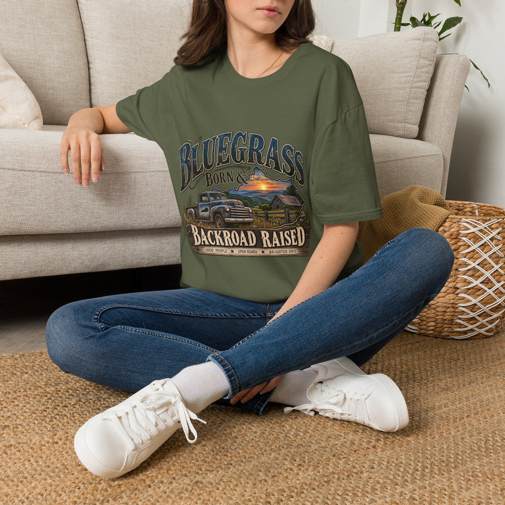 Bluegrass Born & Backroad Raised T-Shirt — Country Sunset Graphic Tee