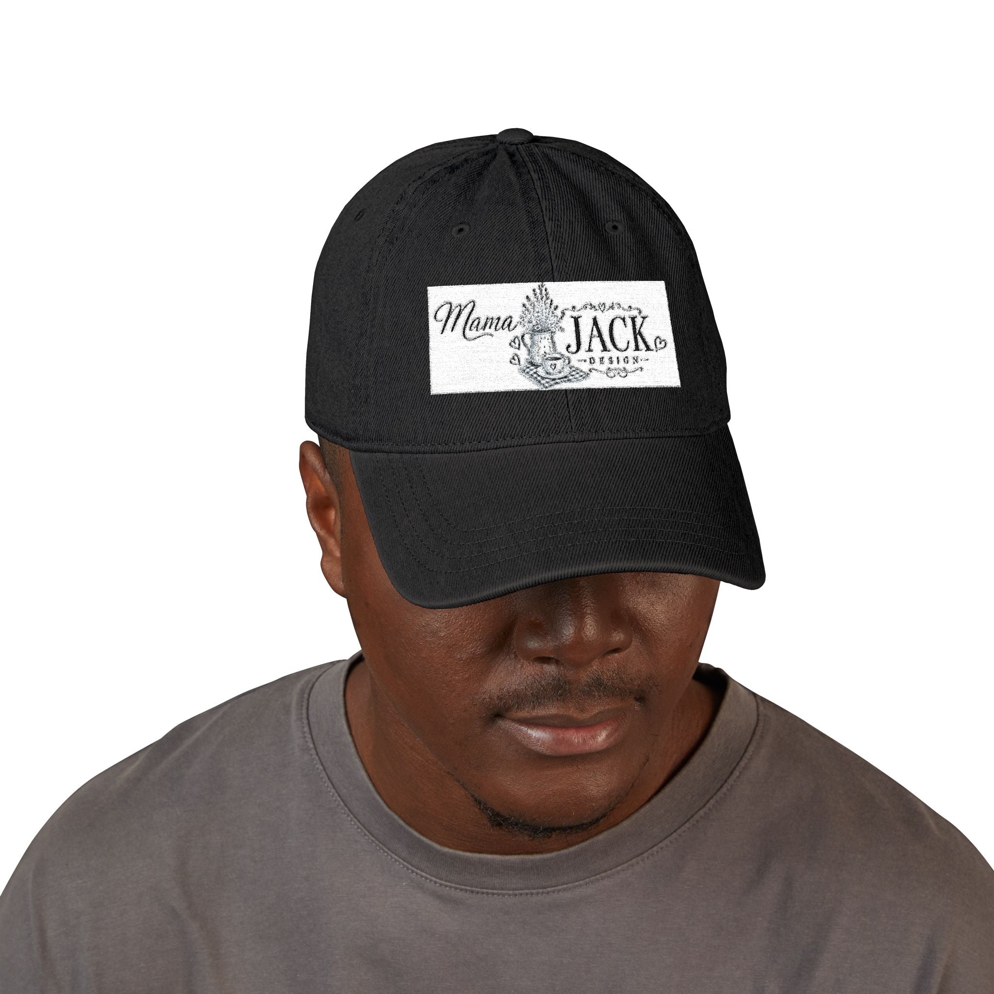 Mama Jack Embroidered Denim Hat - Vintage Floral Patch Cap