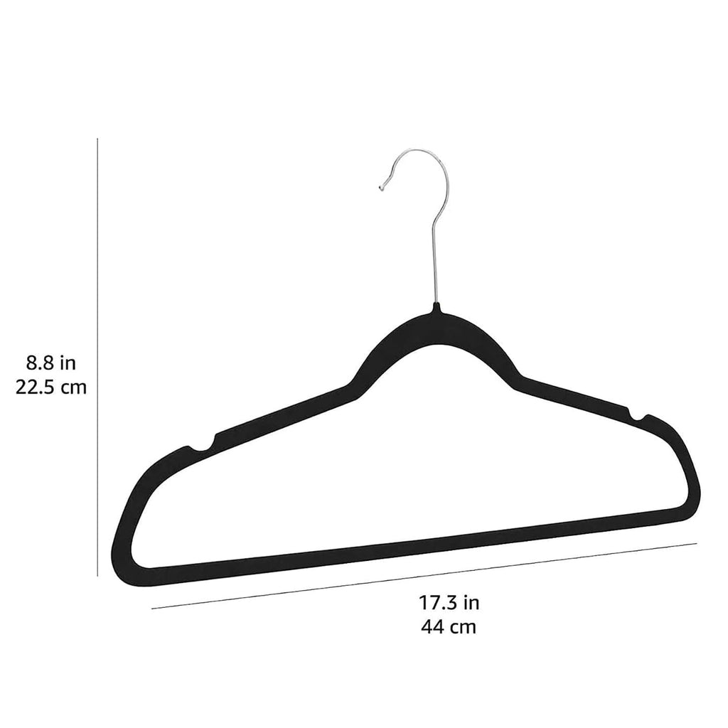 Amazon Basics Slim Velvet Non-Slip Space Saving Suit Clothes Hangers, Closet Organizer, Black, 50-Pack