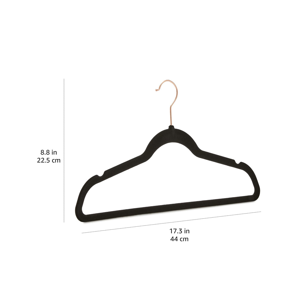 Amazon Basics Slim Velvet Non-Slip Space Saving Suit Clothes Hangers, Closet Organizer, Black, 50-Pack