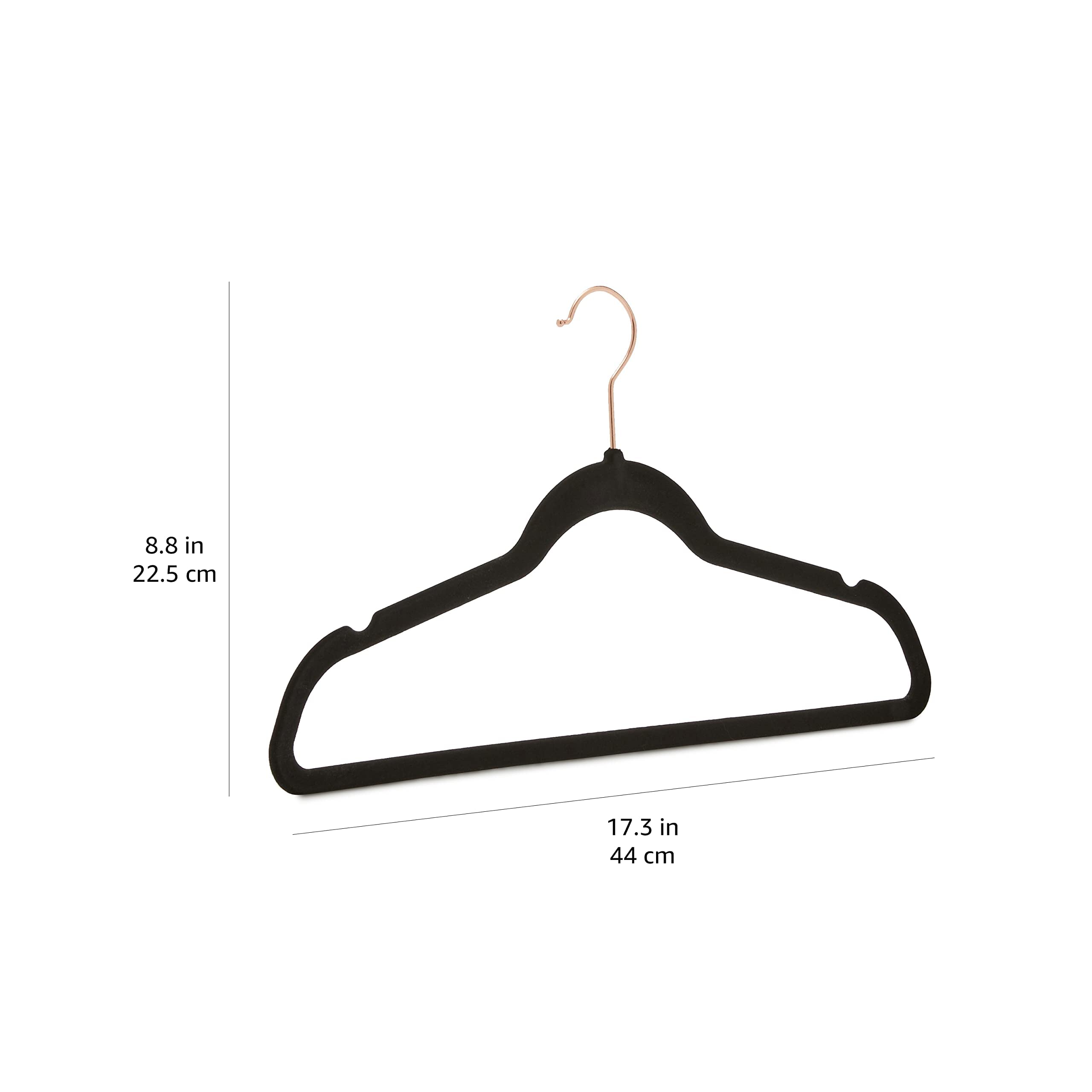 Amazon Basics Slim Velvet Non-Slip Space Saving Suit Clothes Hangers, Closet Organizer, Black, 50-Pack