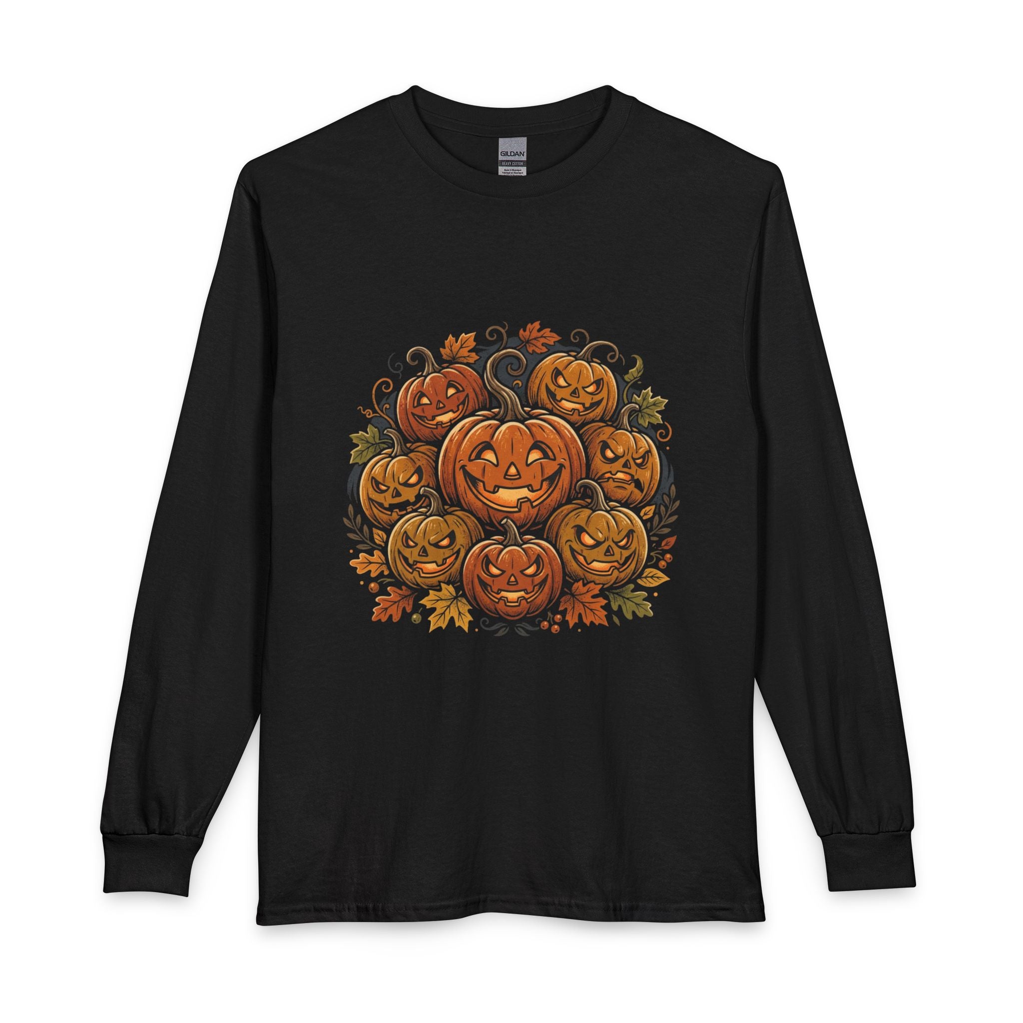 Halloween Pumpkin Jack-o'-Lanterns Long Sleeve Tee — Fall Haunted Harvest Shirt