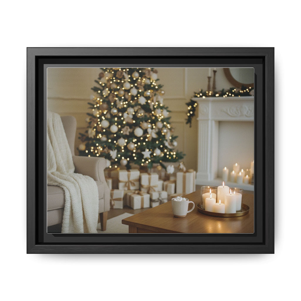 Framed Holiday Canvas Print — Cozy Christmas Living Room Wall Art