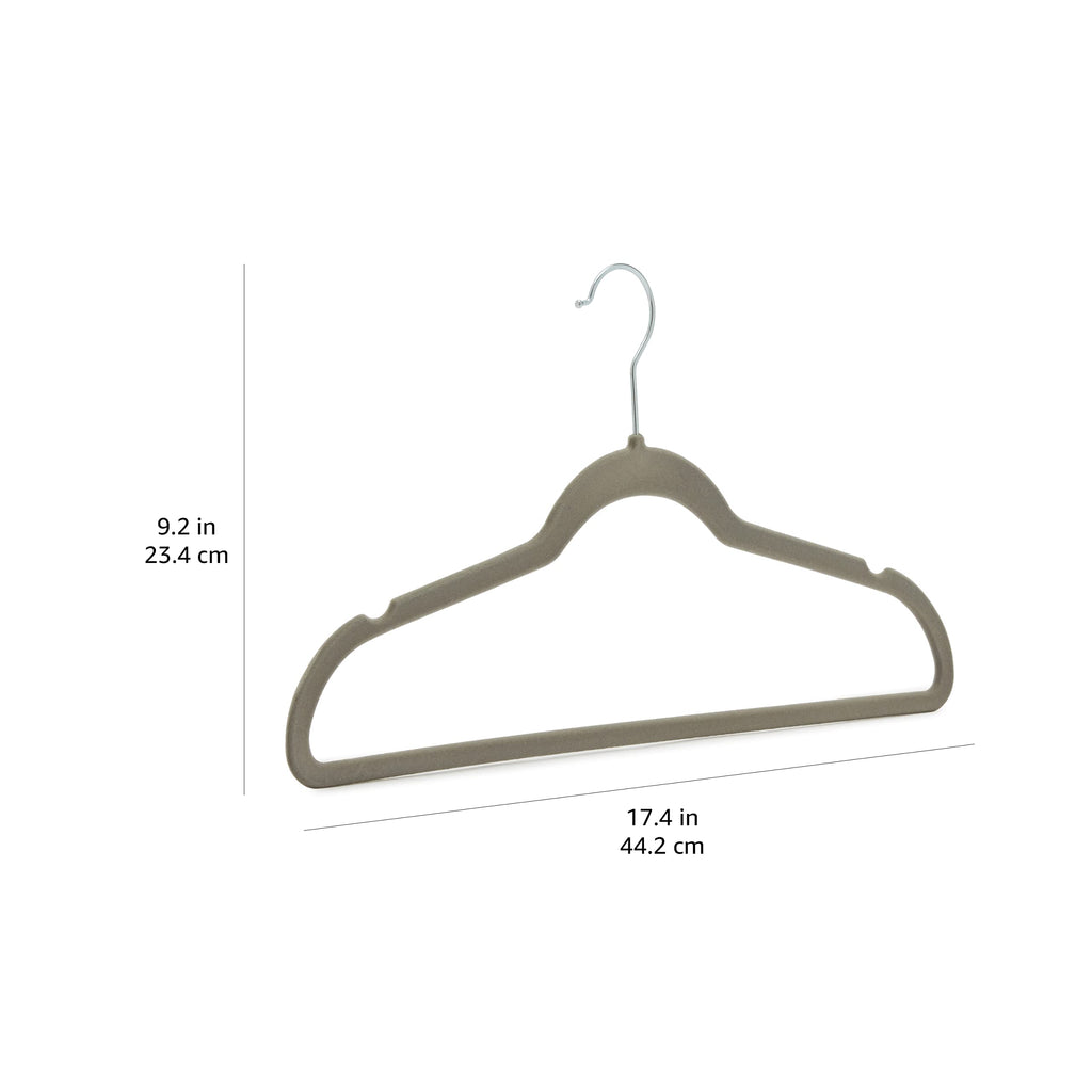 Amazon Basics Slim Velvet Non-Slip Space Saving Suit Clothes Hangers, Closet Organizer, Black, 50-Pack
