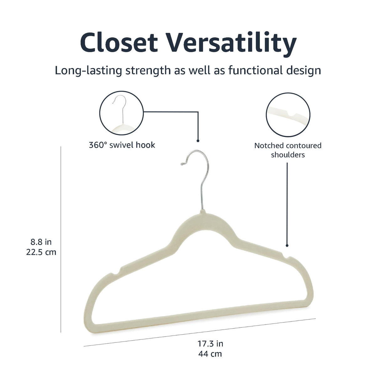 Amazon Basics Slim Velvet Non-Slip Space Saving Suit Clothes Hangers, Closet Organizer, Black, 50-Pack