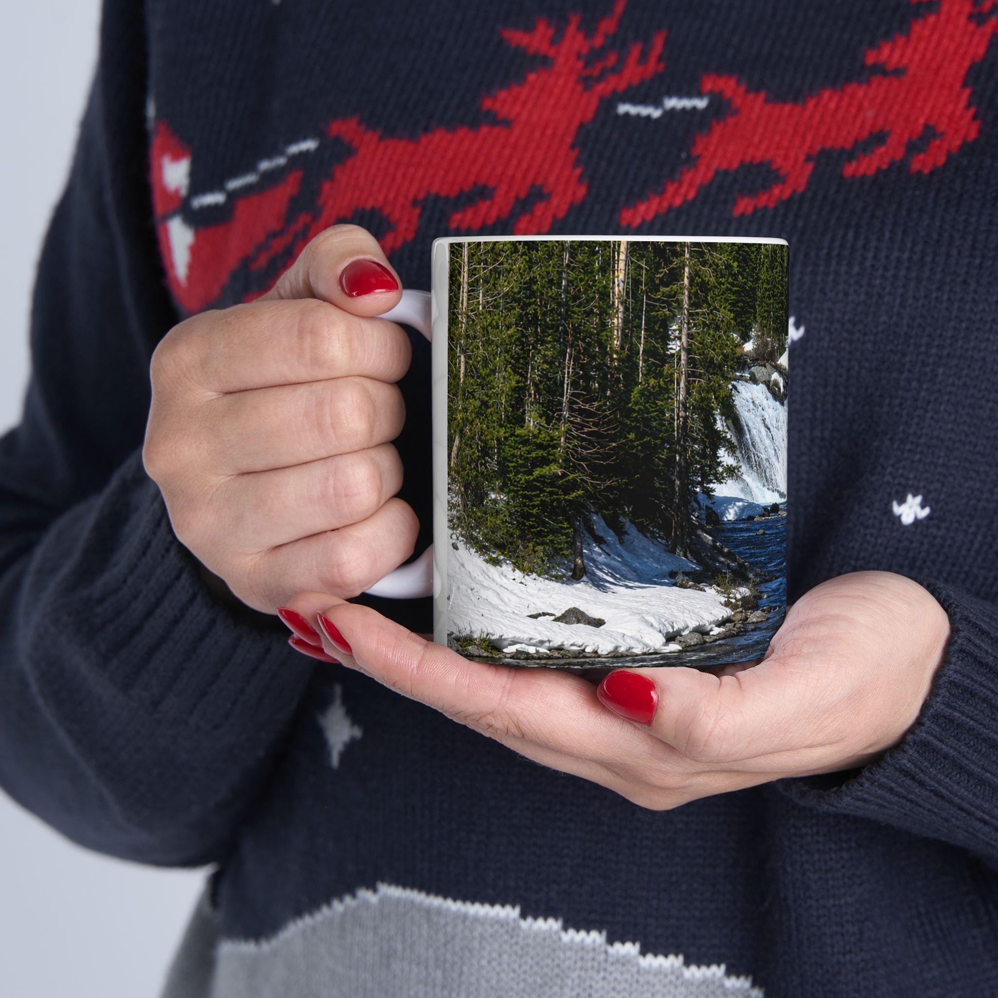 Waterfall Scenic Ceramic Mug - Nature River Landscape Coffee Cup (11oz, 15oz)