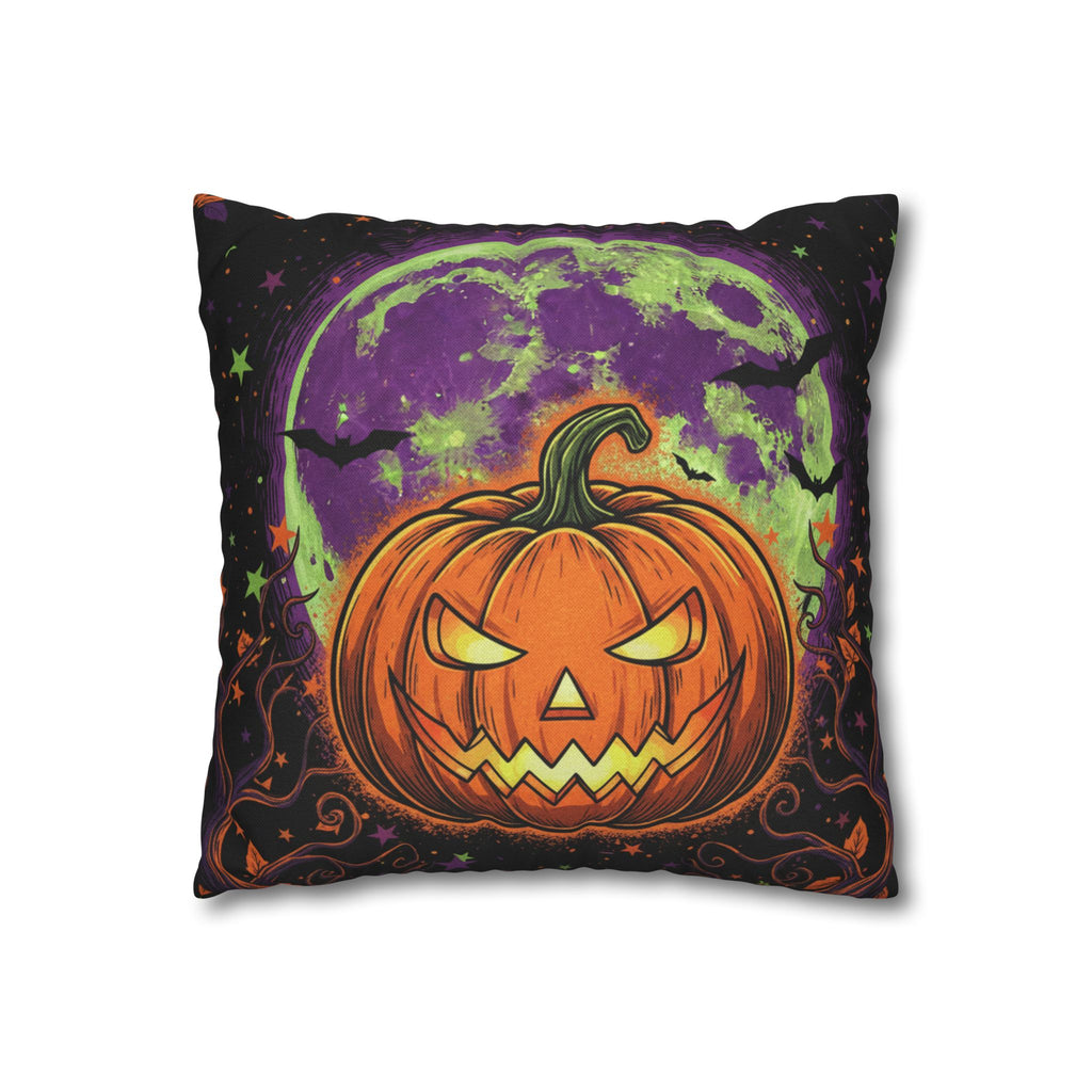 Halloween Pumpkin Throw Pillowcase — Spooky Jack-o'-Lantern Moon Design