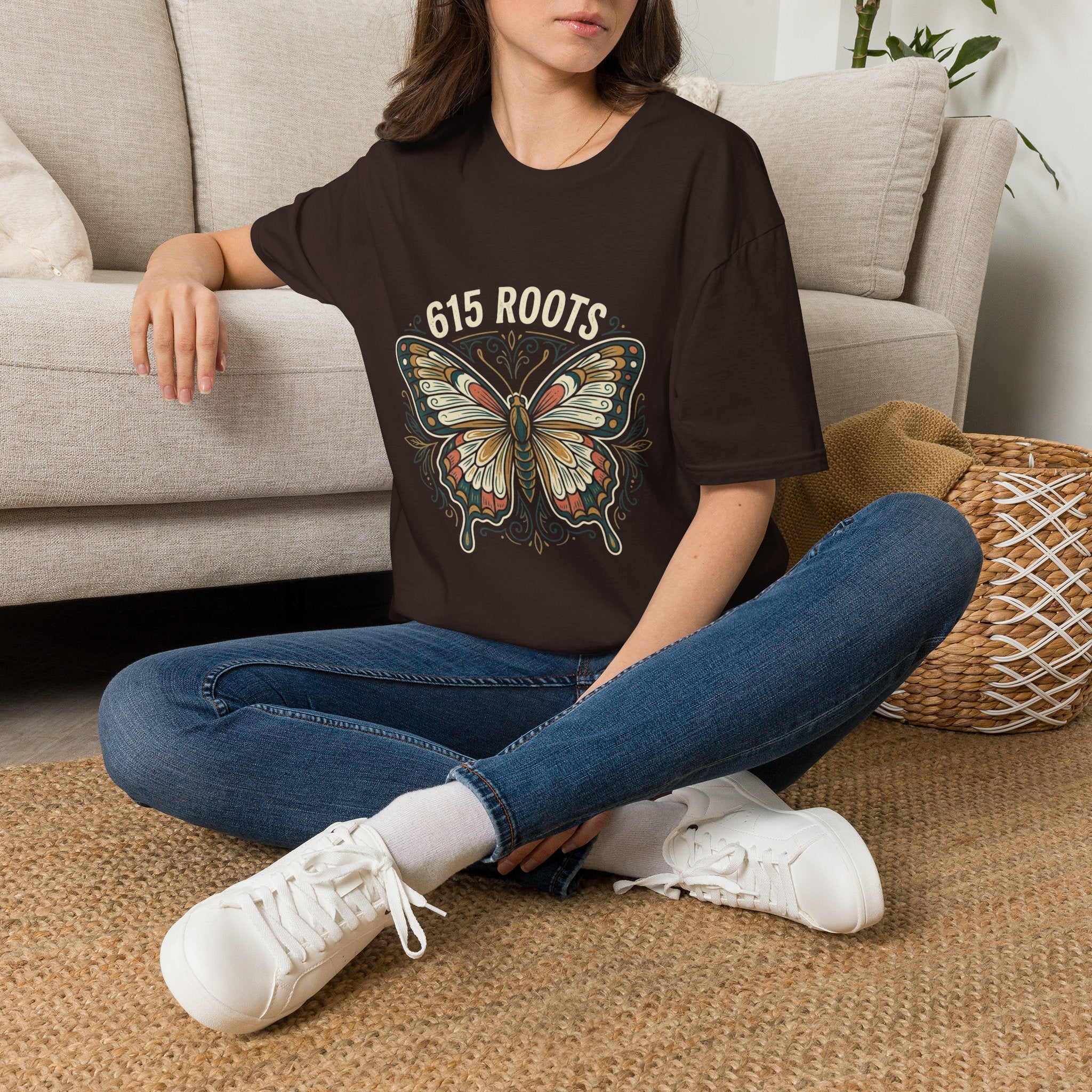 Butterfly Floral T-Shirt – "615 Roots" Vintage Nature Graphic Tee