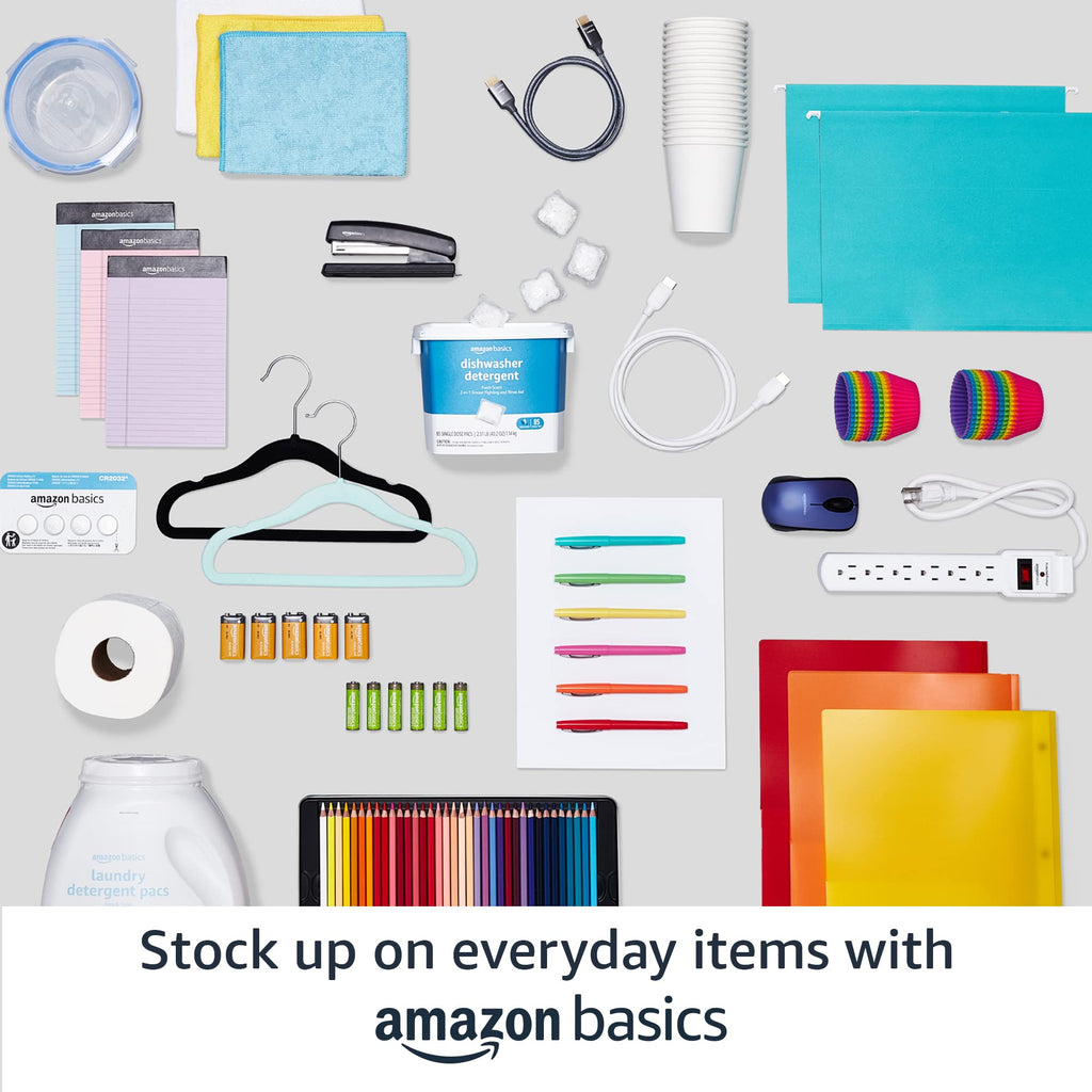 Amazon Basics Slim Velvet Non-Slip Space Saving Suit Clothes Hangers, Closet Organizer, Black, 50-Pack