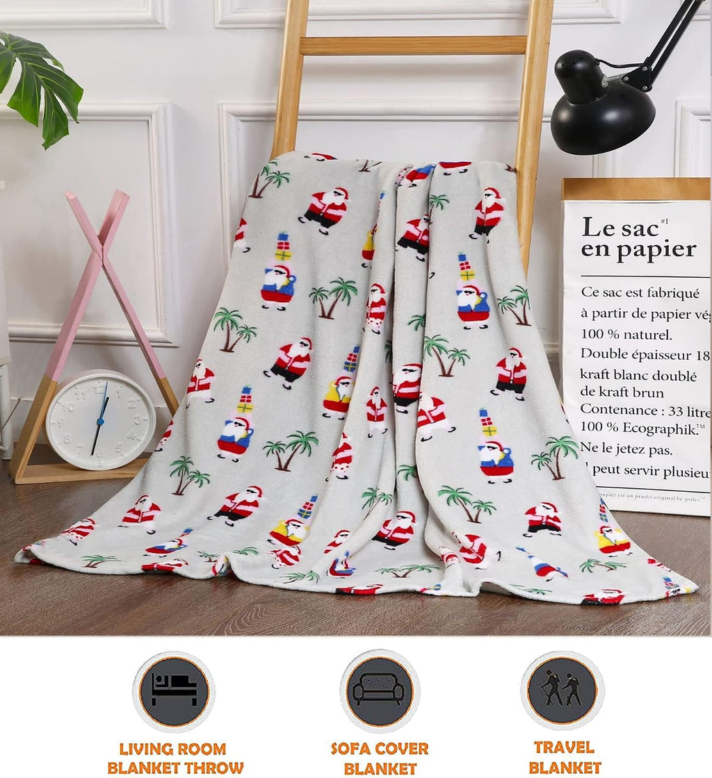 Elegant Comfort Luxury Velvet Super Soft Christmas Prints Fleece Blanket-Holiday Theme Home Décor Fuzzy Warm and Cozy Throws for Winter Bedding, Couch and Gift, 50 x 60 inch, Burgundy Reindeer