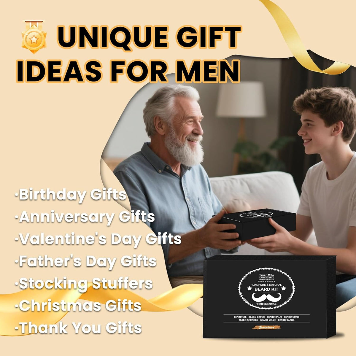 Beard Kit Birthday Gifts for Men Grooming & Care Christmas Stocking Stuffer