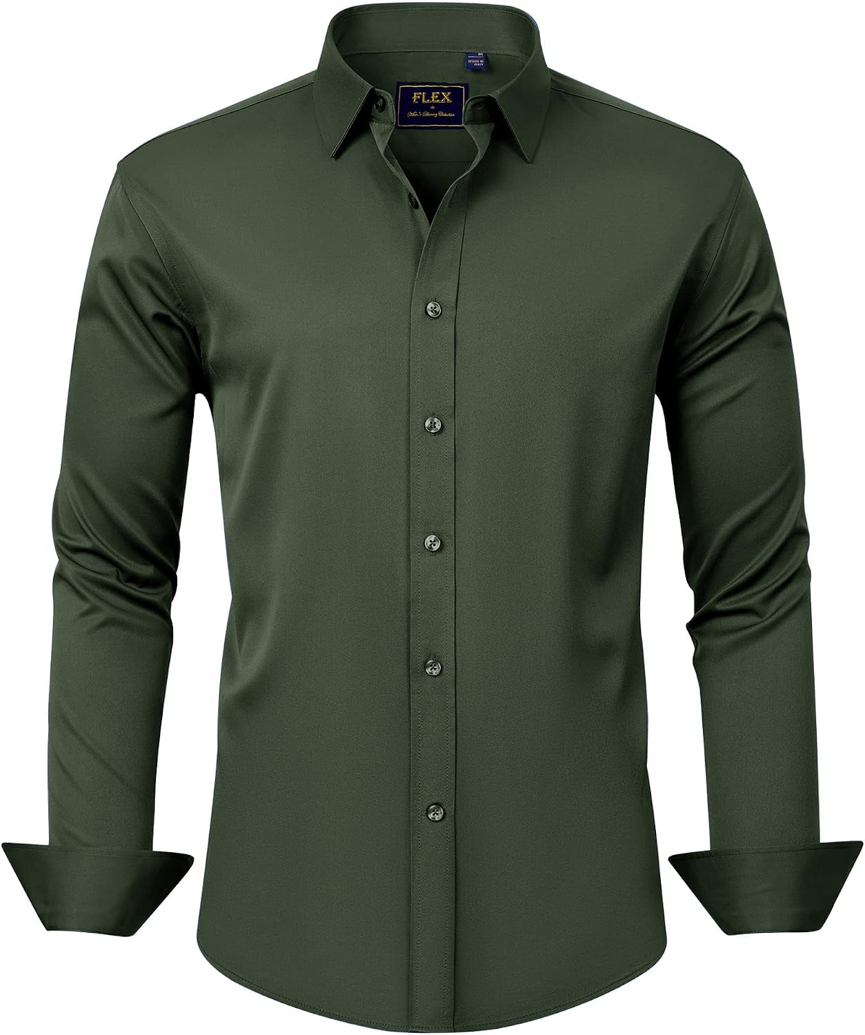 J.VER Men's Dress Shirts Solid Long Sleeve Stretch Wrinkle-Free Formal Shirt Business Casual Button Down Shirts