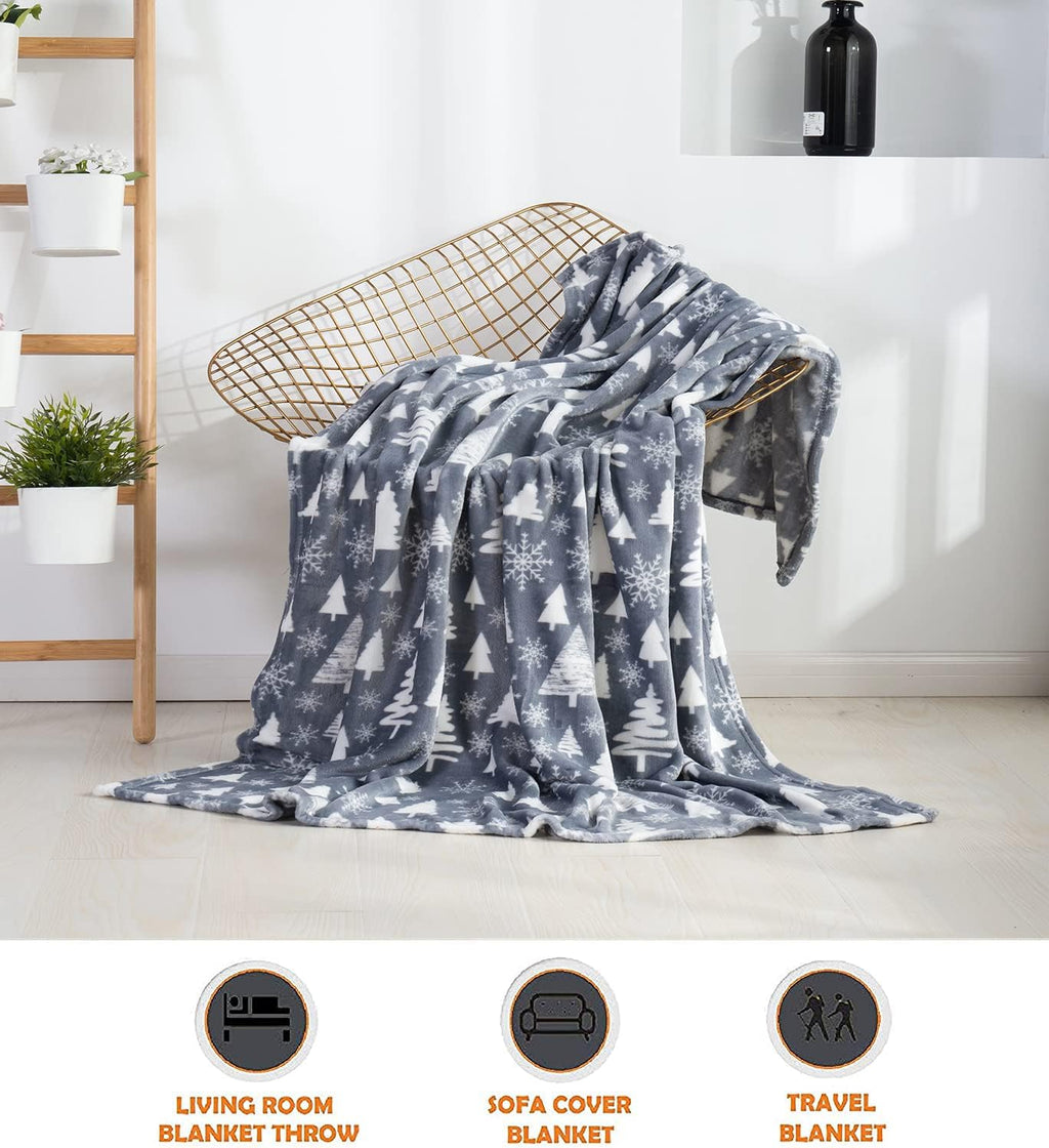 Elegant Comfort Luxury Velvet Super Soft Christmas Prints Fleece Blanket-Holiday Theme Home Décor Fuzzy Warm and Cozy Throws for Winter Bedding, Couch and Gift, 50 x 60 inch, Burgundy Reindeer