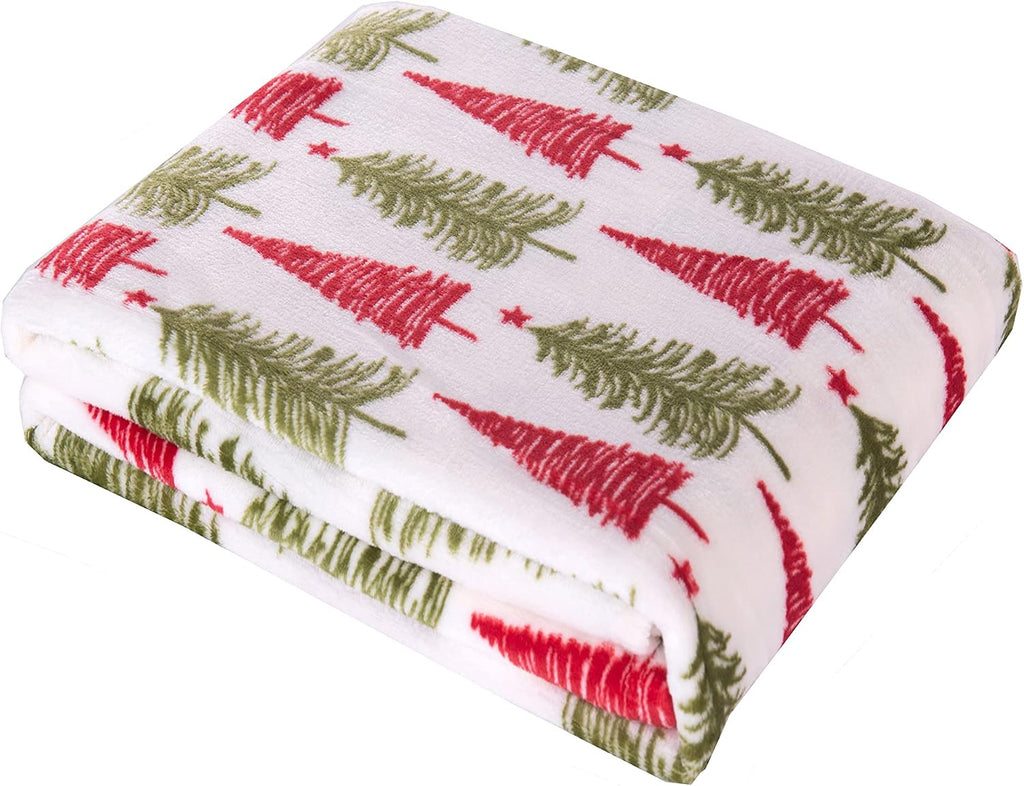 Elegant Comfort Luxury Velvet Super Soft Christmas Prints Fleece Blanket-Holiday Theme Home Décor Fuzzy Warm and Cozy Throws for Winter Bedding, Couch and Gift, 50 x 60 inch, Burgundy Reindeer