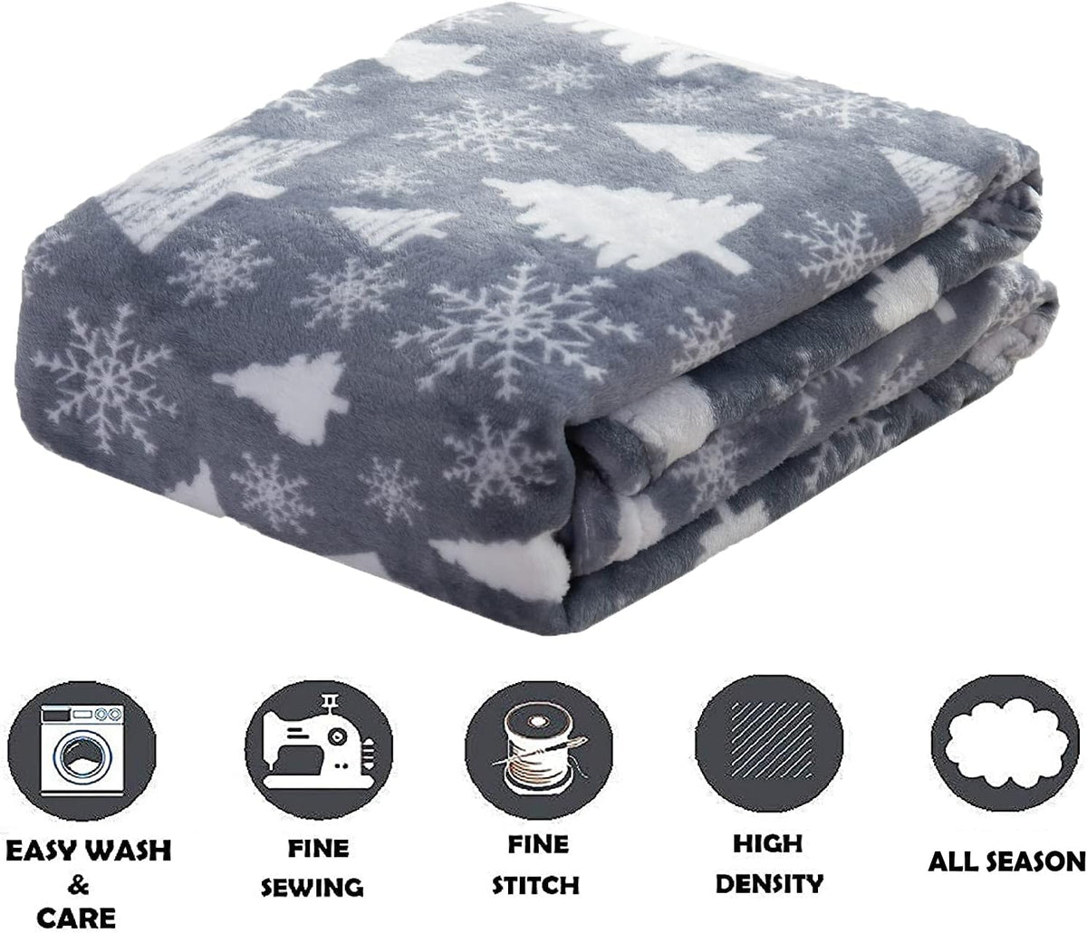 Elegant Comfort Luxury Velvet Super Soft Christmas Prints Fleece Blanket-Holiday Theme Home Décor Fuzzy Warm and Cozy Throws for Winter Bedding, Couch and Gift, 50 x 60 inch, Burgundy Reindeer