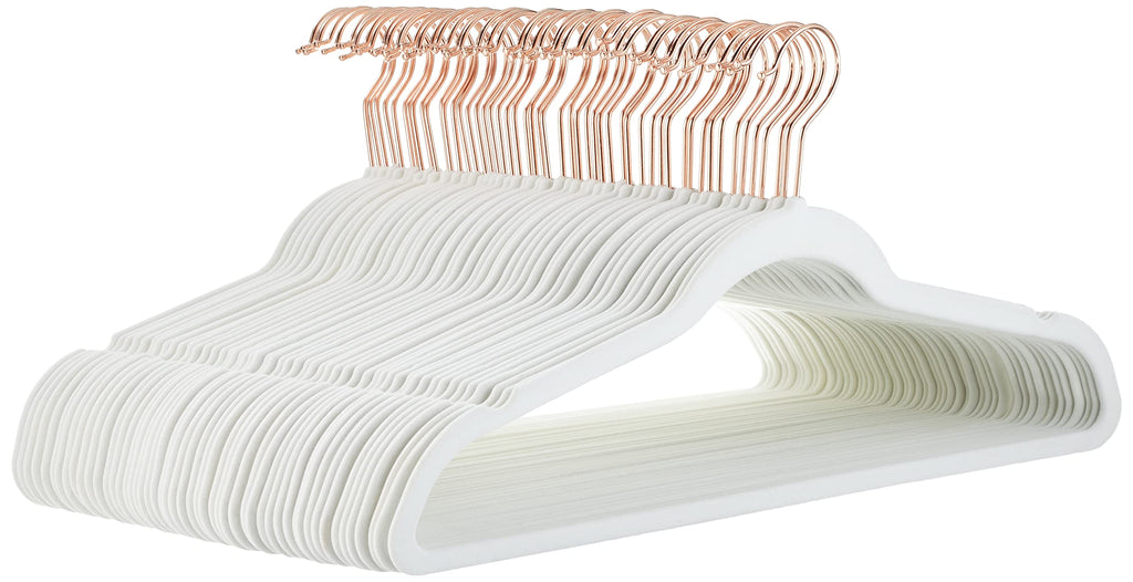 Amazon Basics Slim Velvet Non-Slip Space Saving Suit Clothes Hangers, Closet Organizer, Black, 50-Pack