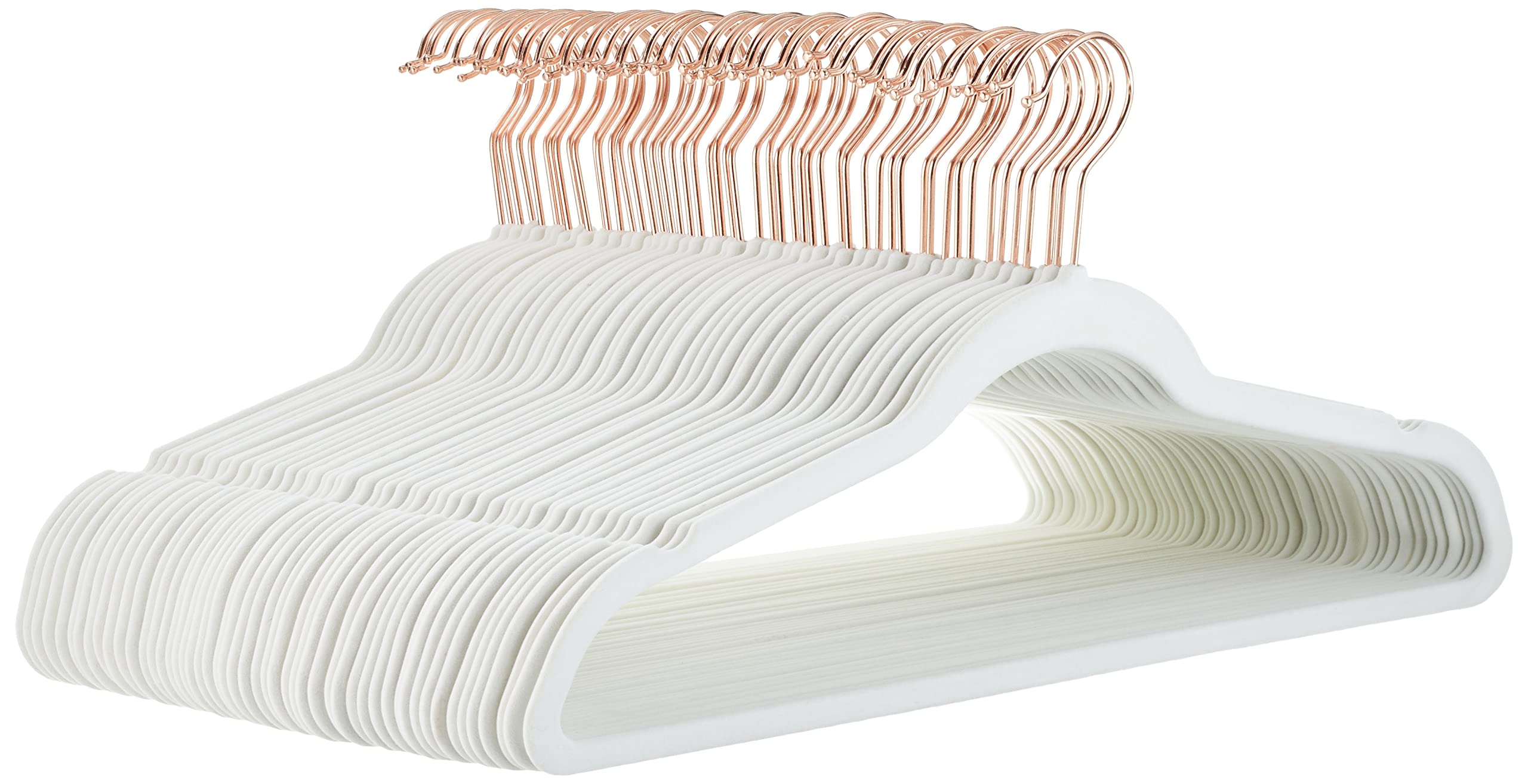 Amazon Basics Slim Velvet Non-Slip Space Saving Suit Clothes Hangers, Closet Organizer, Black, 50-Pack