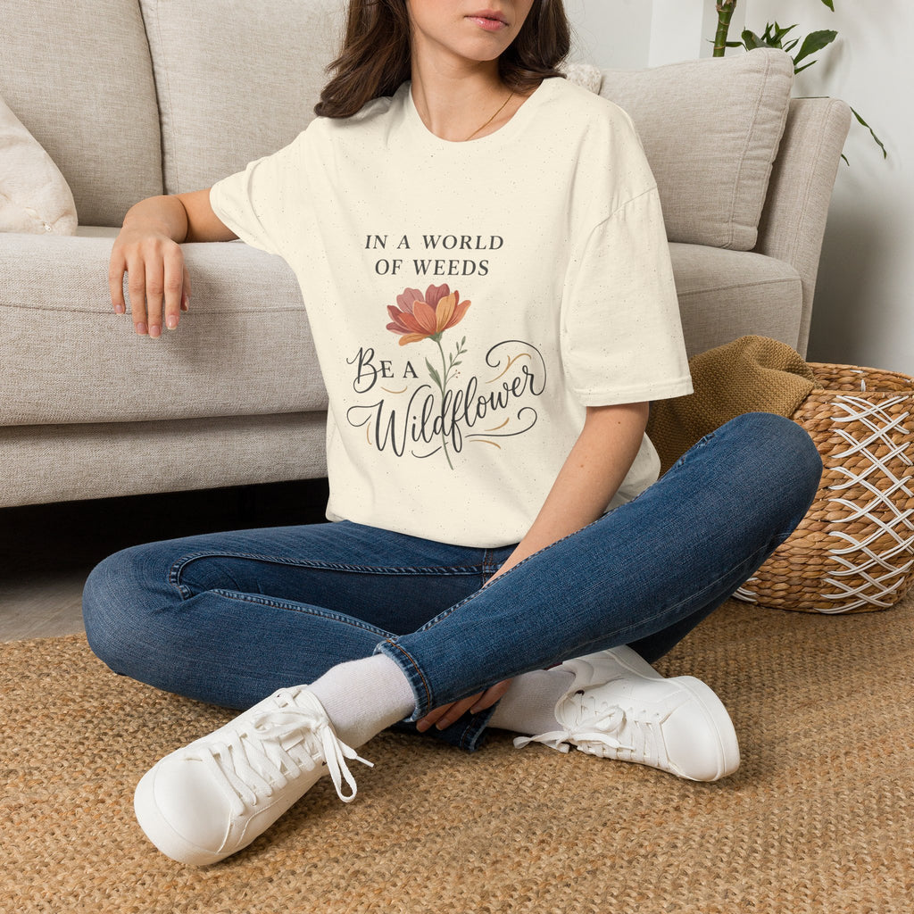 T‑Shirt — "In a World of Weeds, Be a Wildflower" Floral Graphic Tee