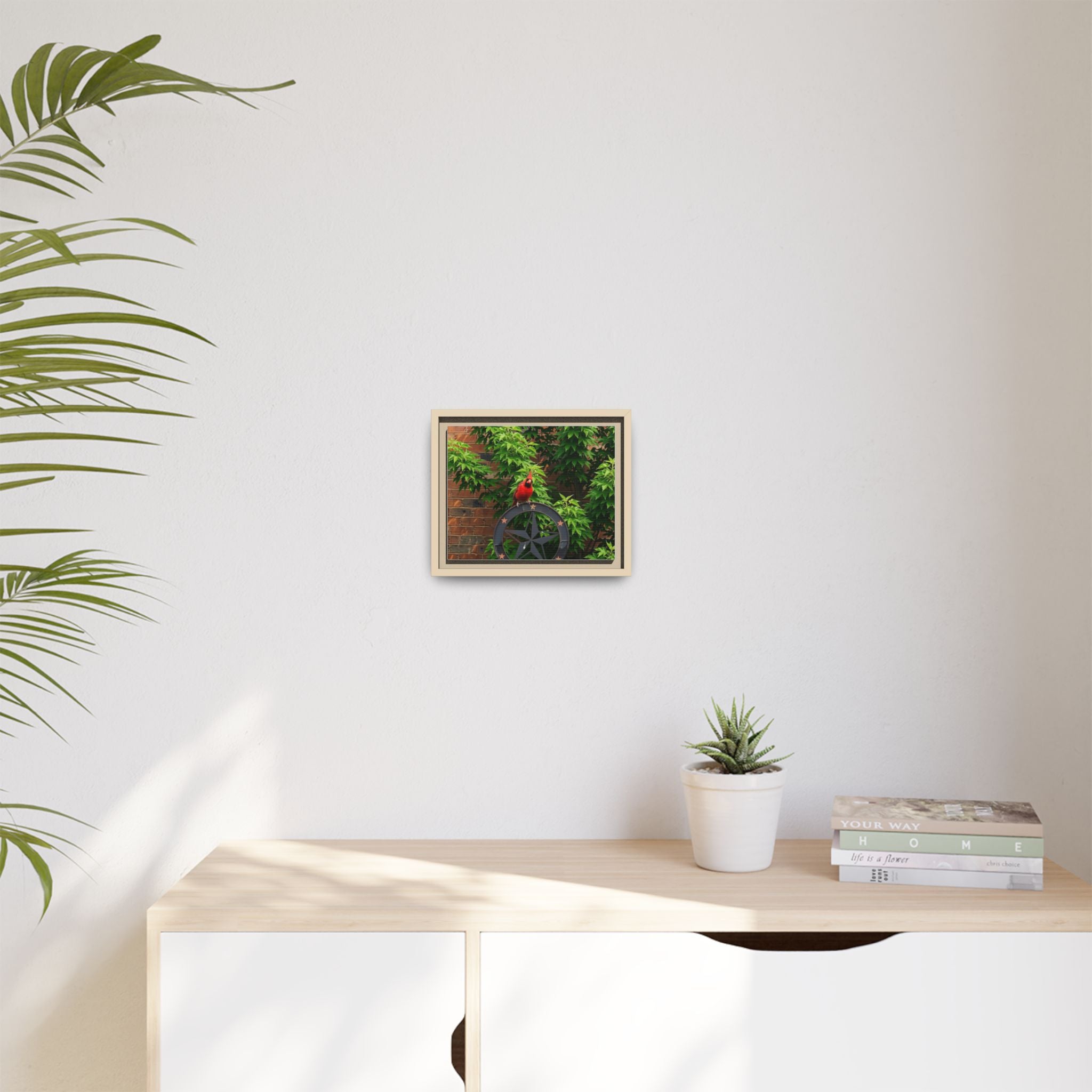 Cardinal on Star Wheel — Framed Matte Canvas Wall Art