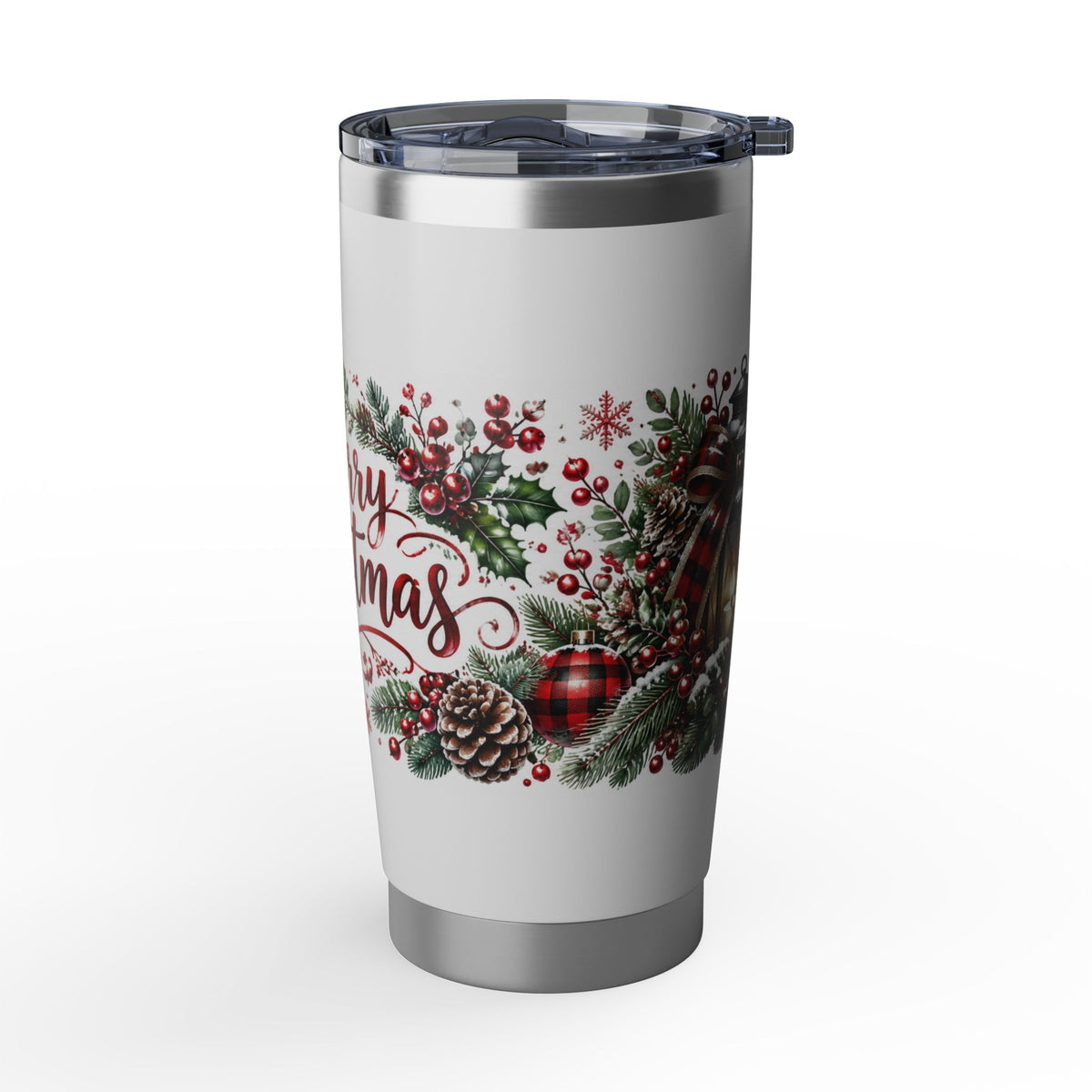 Christmas Tumbler — Merry Christmas Holiday 20oz Insulated Travel Cup