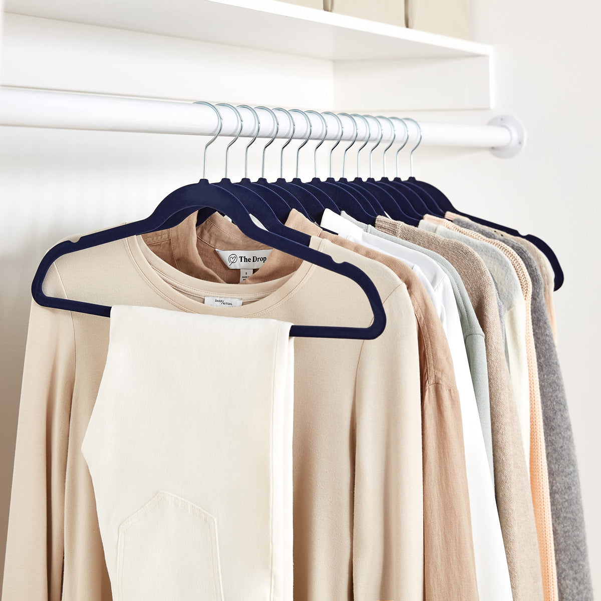 Amazon Basics Slim Velvet Non-Slip Space Saving Suit Clothes Hangers, Closet Organizer, Black, 50-Pack