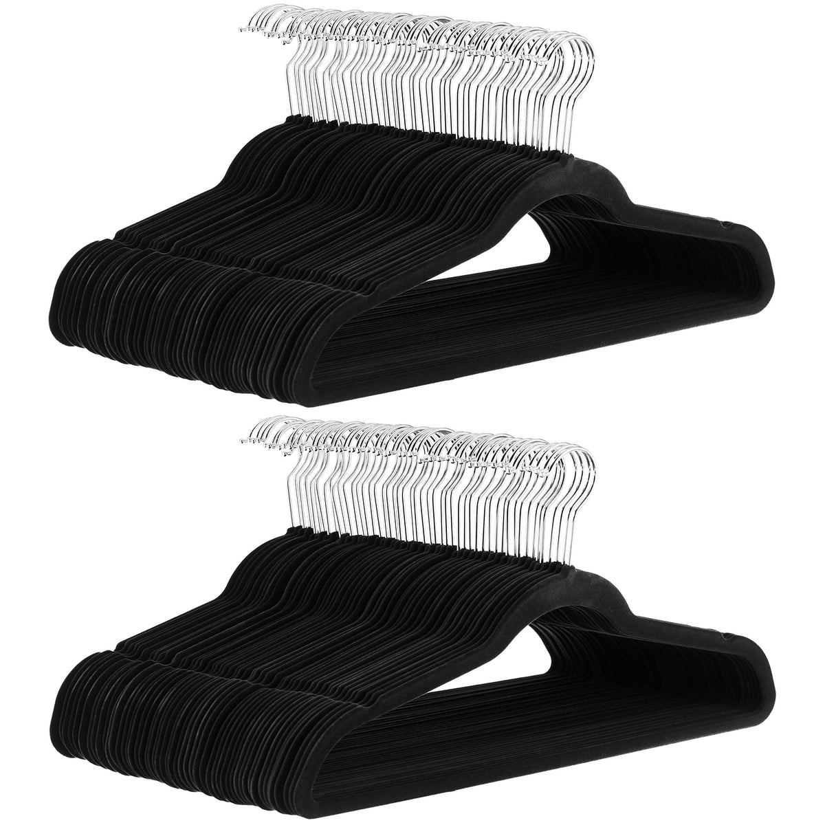 Amazon Basics Slim Velvet Non-Slip Space Saving Suit Clothes Hangers, Closet Organizer, Black, 50-Pack