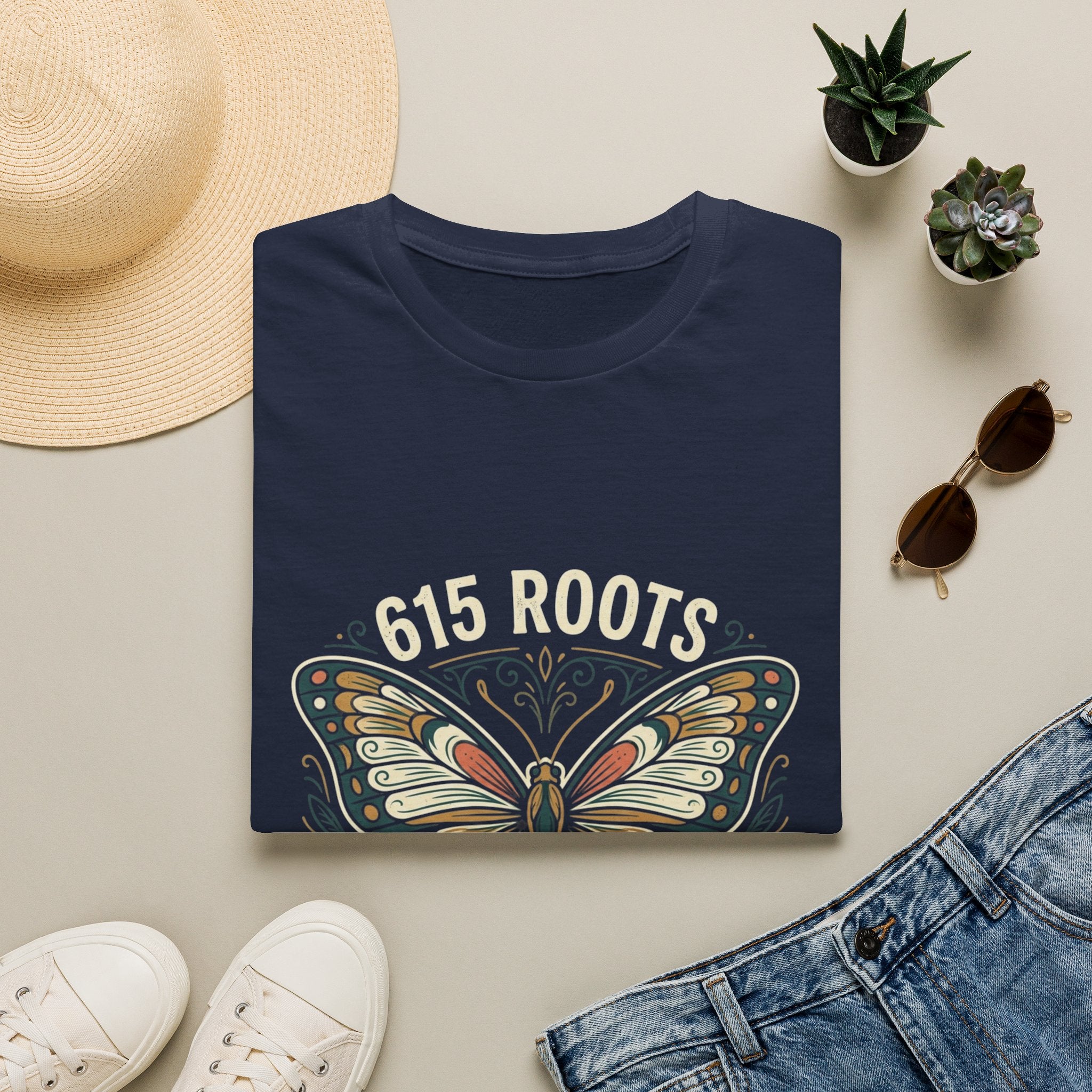 Butterfly Floral T-Shirt – "615 Roots" Vintage Nature Graphic Tee