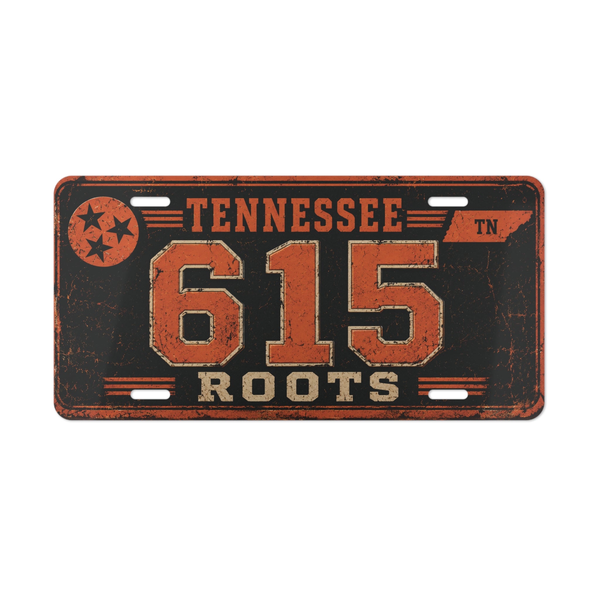 Tennessee 615 Roots Vintage Metal Vanity Plate