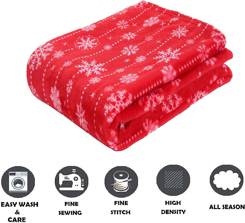 Elegant Comfort Luxury Velvet Super Soft Christmas Prints Fleece Blanket-Holiday Theme Home Décor Fuzzy Warm and Cozy Throws for Winter Bedding, Couch and Gift, 50 x 60 inch, Burgundy Reindeer
