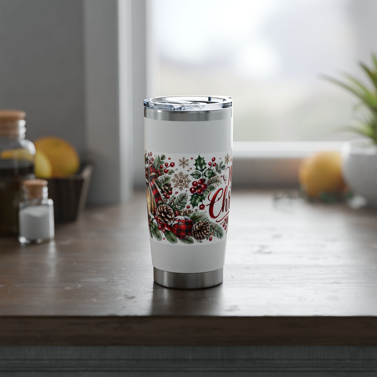 Christmas Tumbler — Merry Christmas Holiday 20oz Insulated Travel Cup