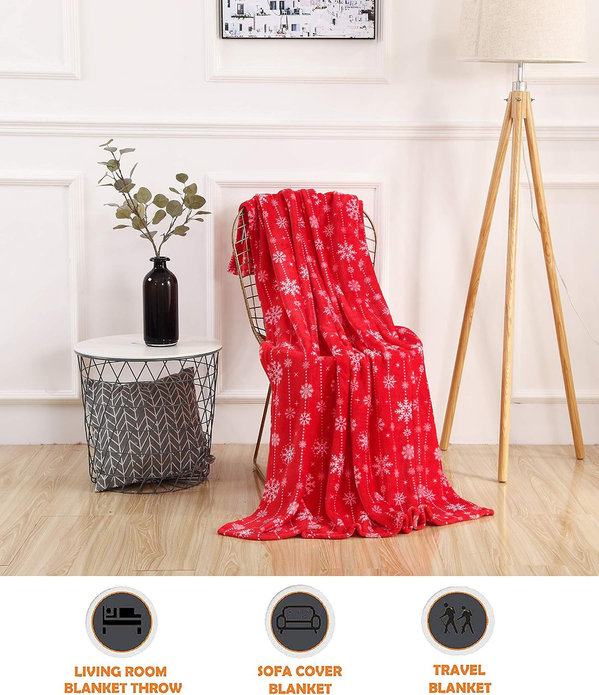 Elegant Comfort Luxury Velvet Super Soft Christmas Prints Fleece Blanket-Holiday Theme Home Décor Fuzzy Warm and Cozy Throws for Winter Bedding, Couch and Gift, 50 x 60 inch, Burgundy Reindeer