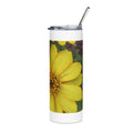 20oz Stainless Tumbler with Bright Yellow Daisy Photo – Insulated Floral Travel Cup