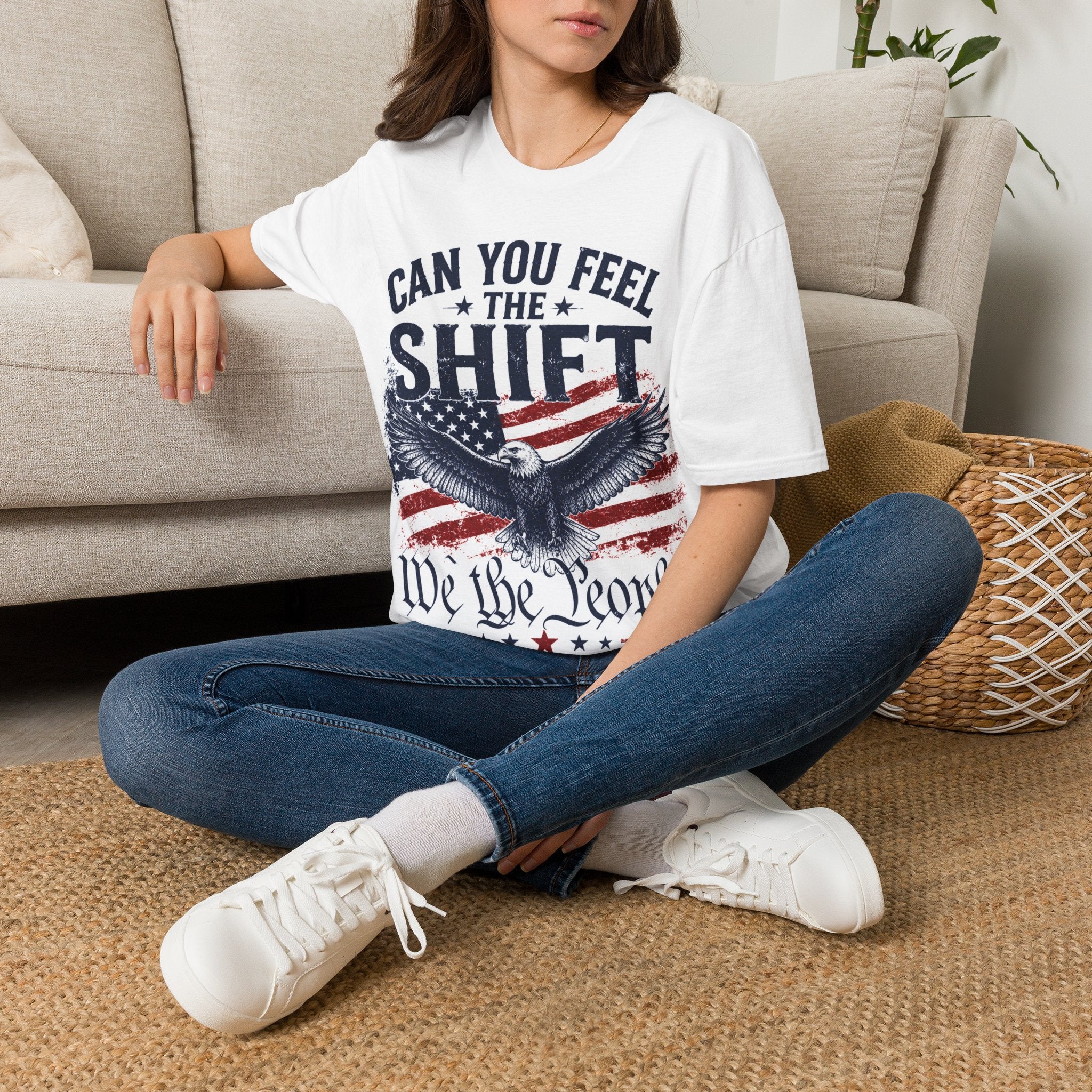 Can You Feel The Shift T-Shirt — Patriotic Eagle 'We the People' Graphic
