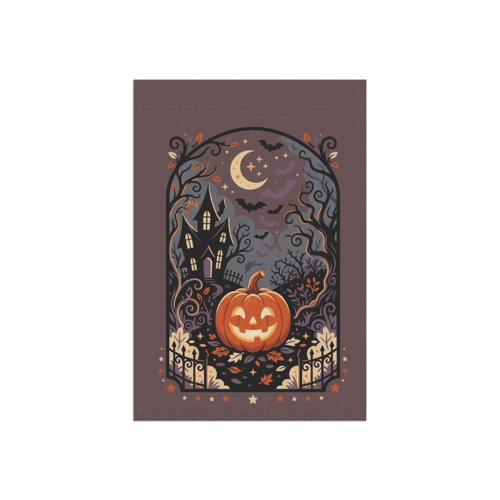 Halloween Garden Flag — Haunted House Pumpkin Yard Banner