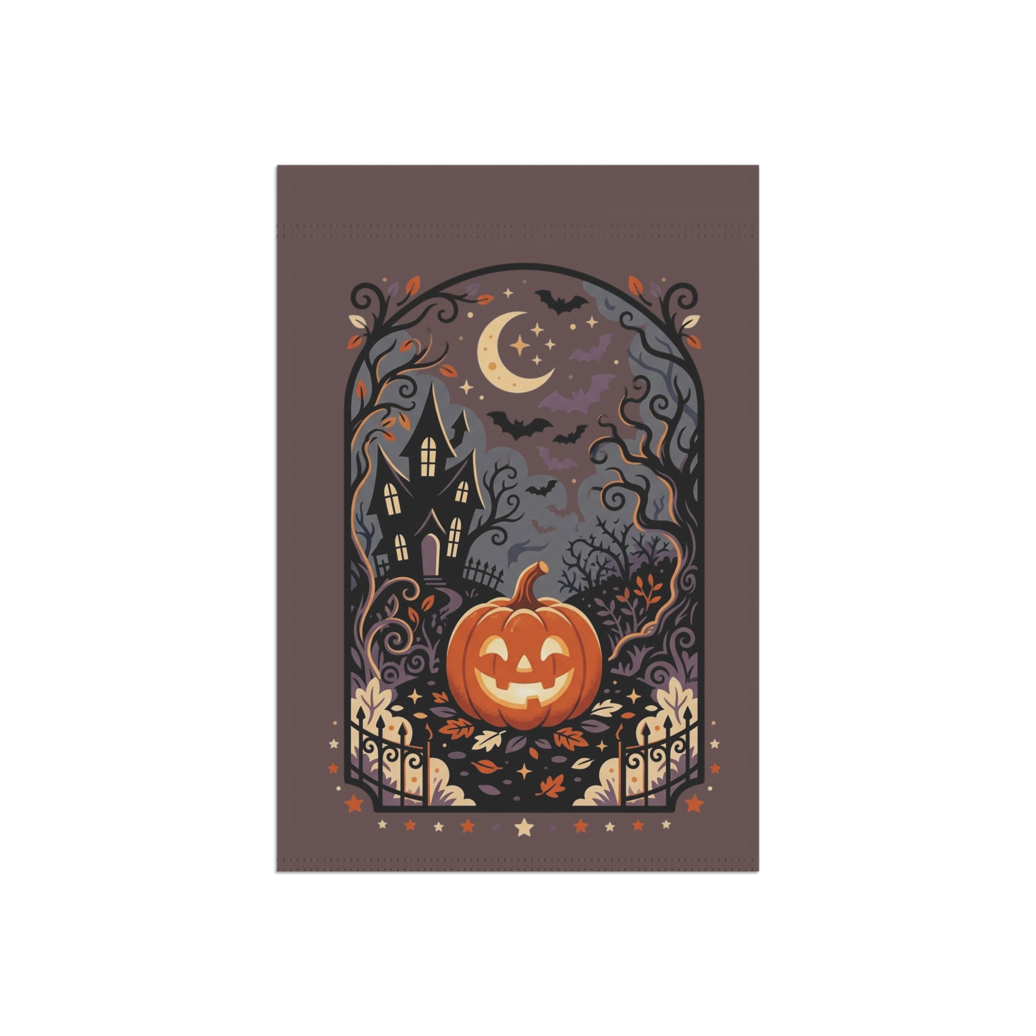 Halloween Garden Flag — Haunted House Pumpkin Yard Banner