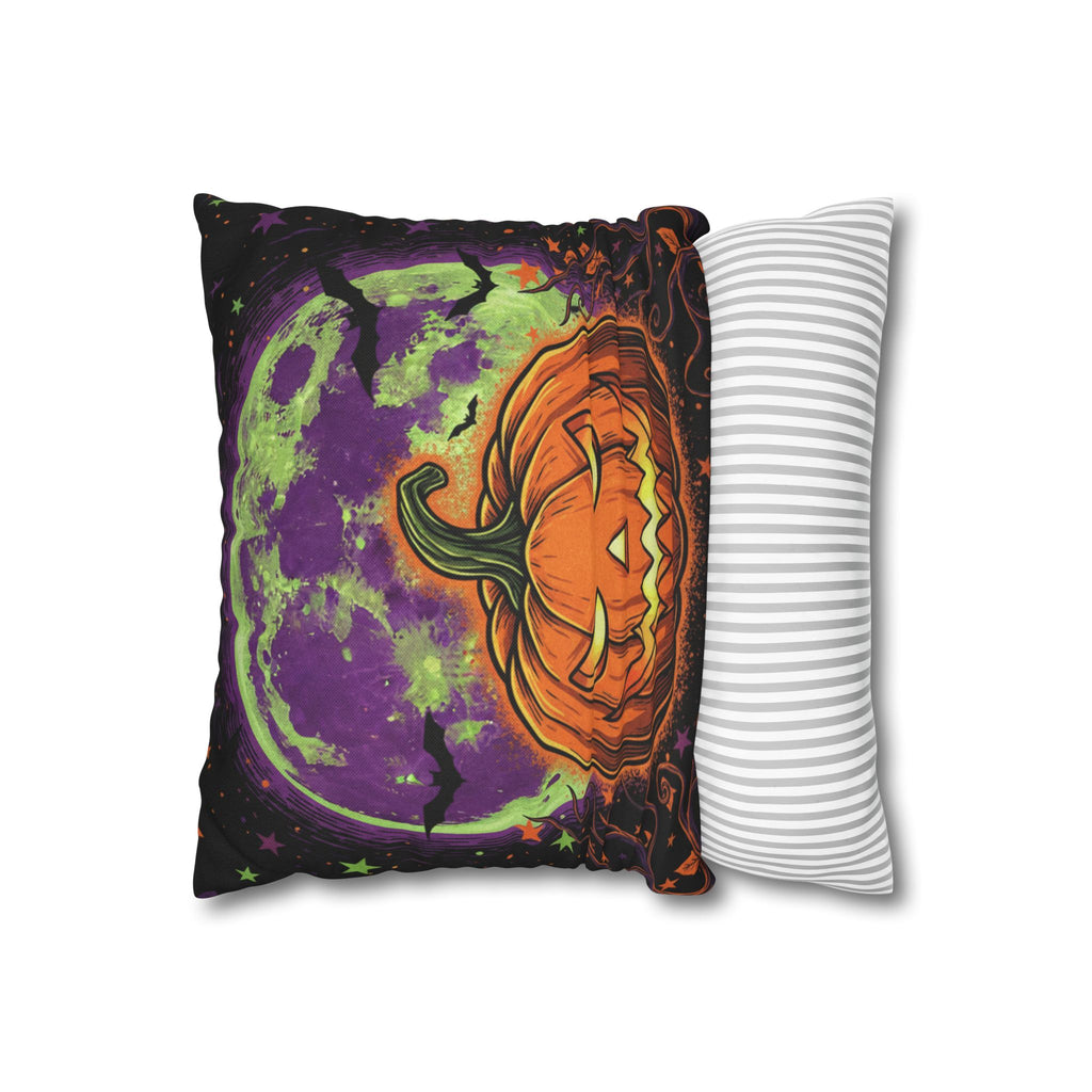 Halloween Pumpkin Throw Pillowcase — Spooky Jack-o'-Lantern Moon Design