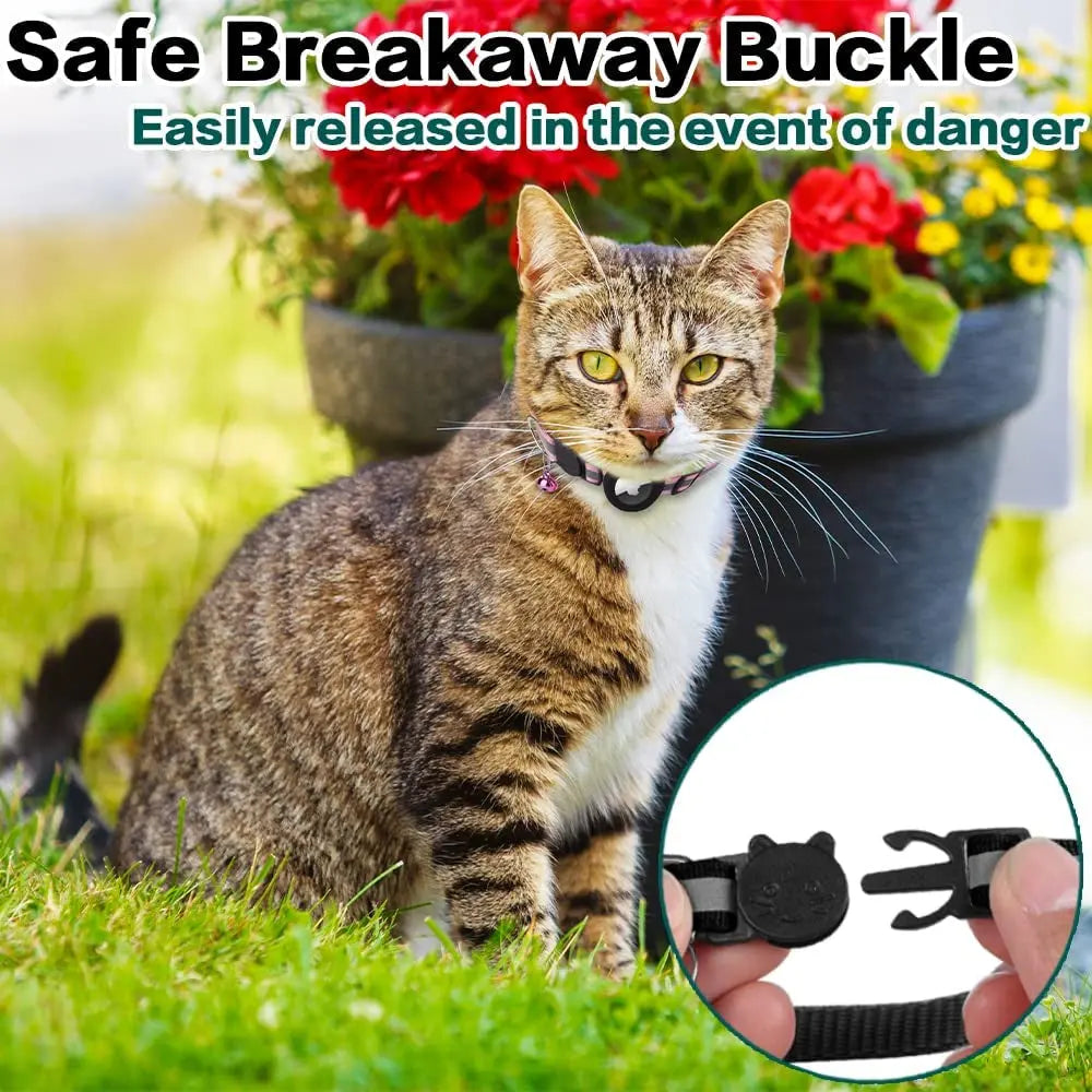 AirTag Cat Collar – Secure & Stylish Reflective Breakaway Collar with Holder & Bell