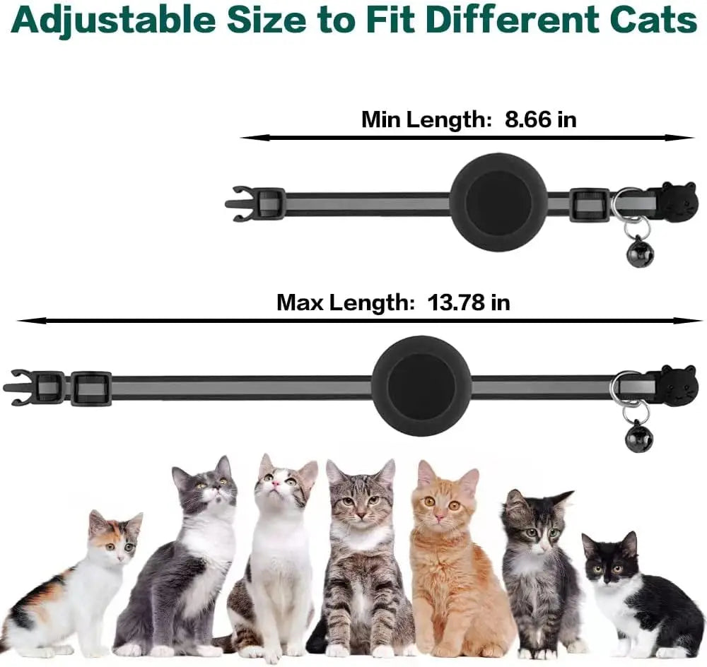 AirTag Cat Collar – Secure & Stylish Reflective Breakaway Collar with Holder & Bell