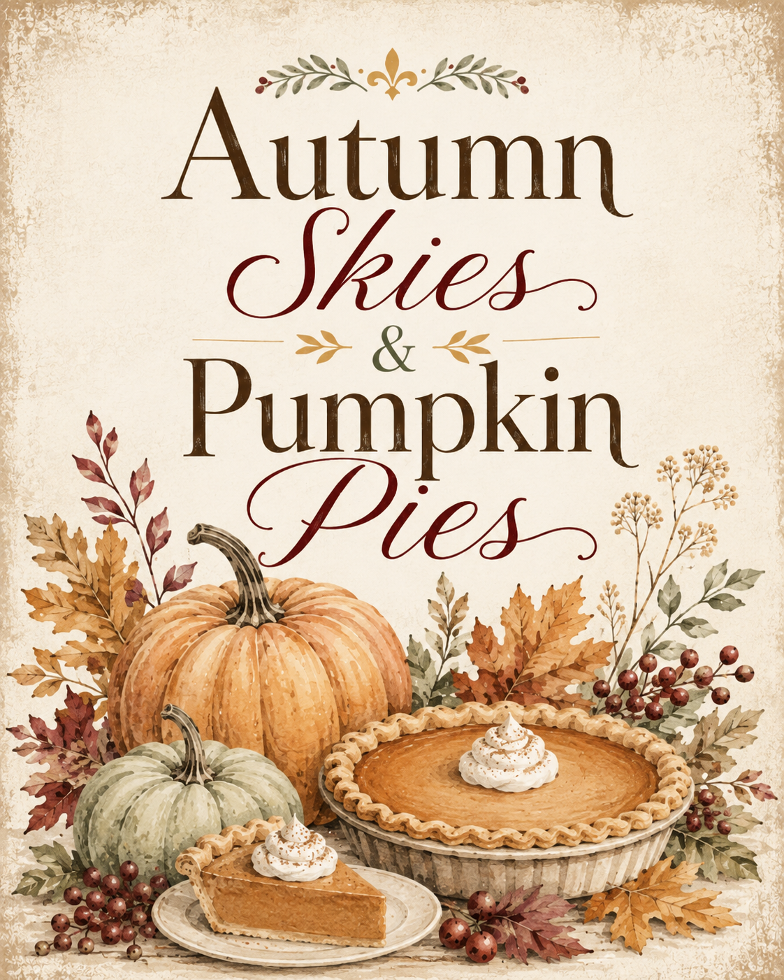 Autumn Skies and Pumpkin Pies printable fall wall art by Mama Jack Design