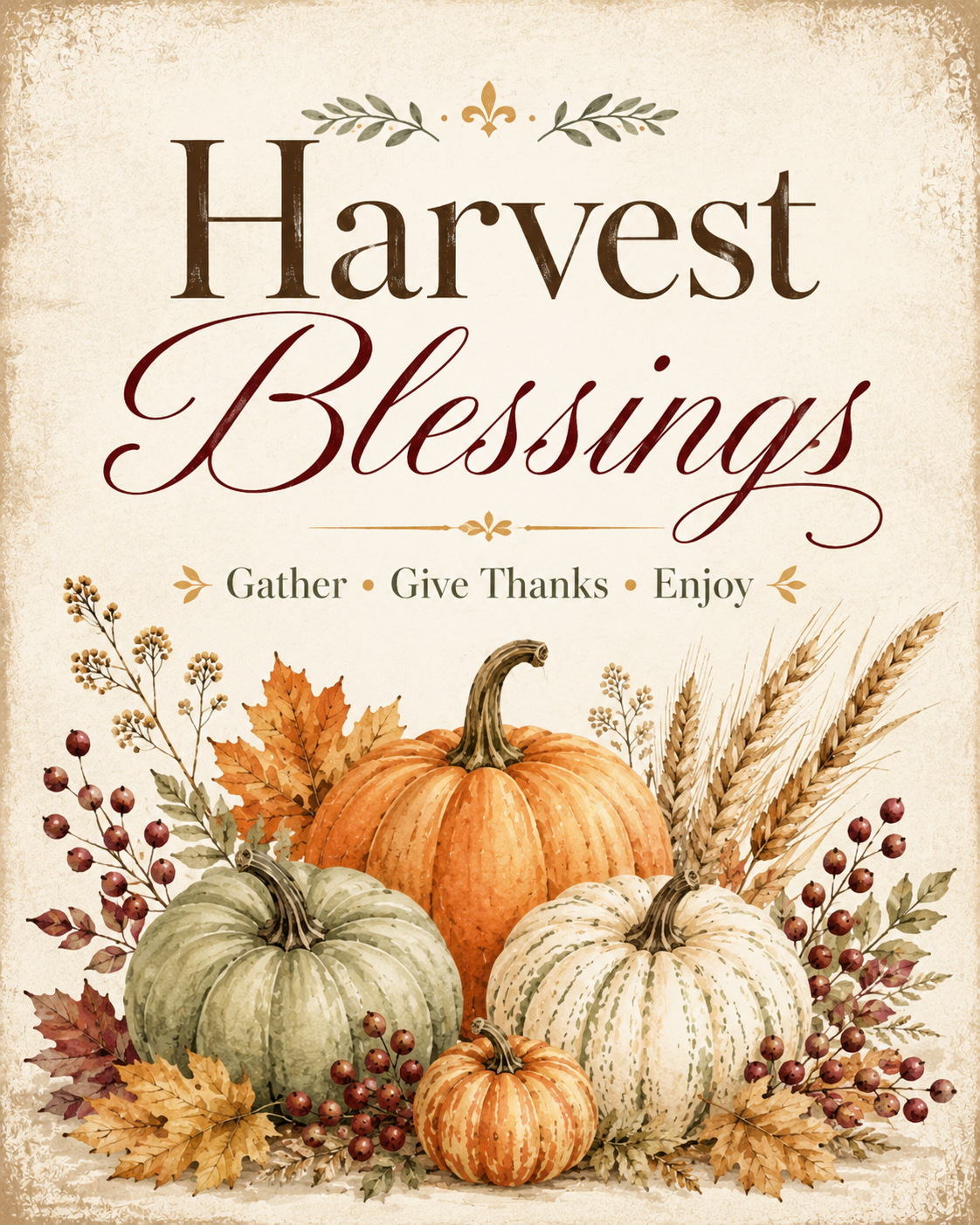 Harvest Blessings printable fall wall art by Mama Jack Design