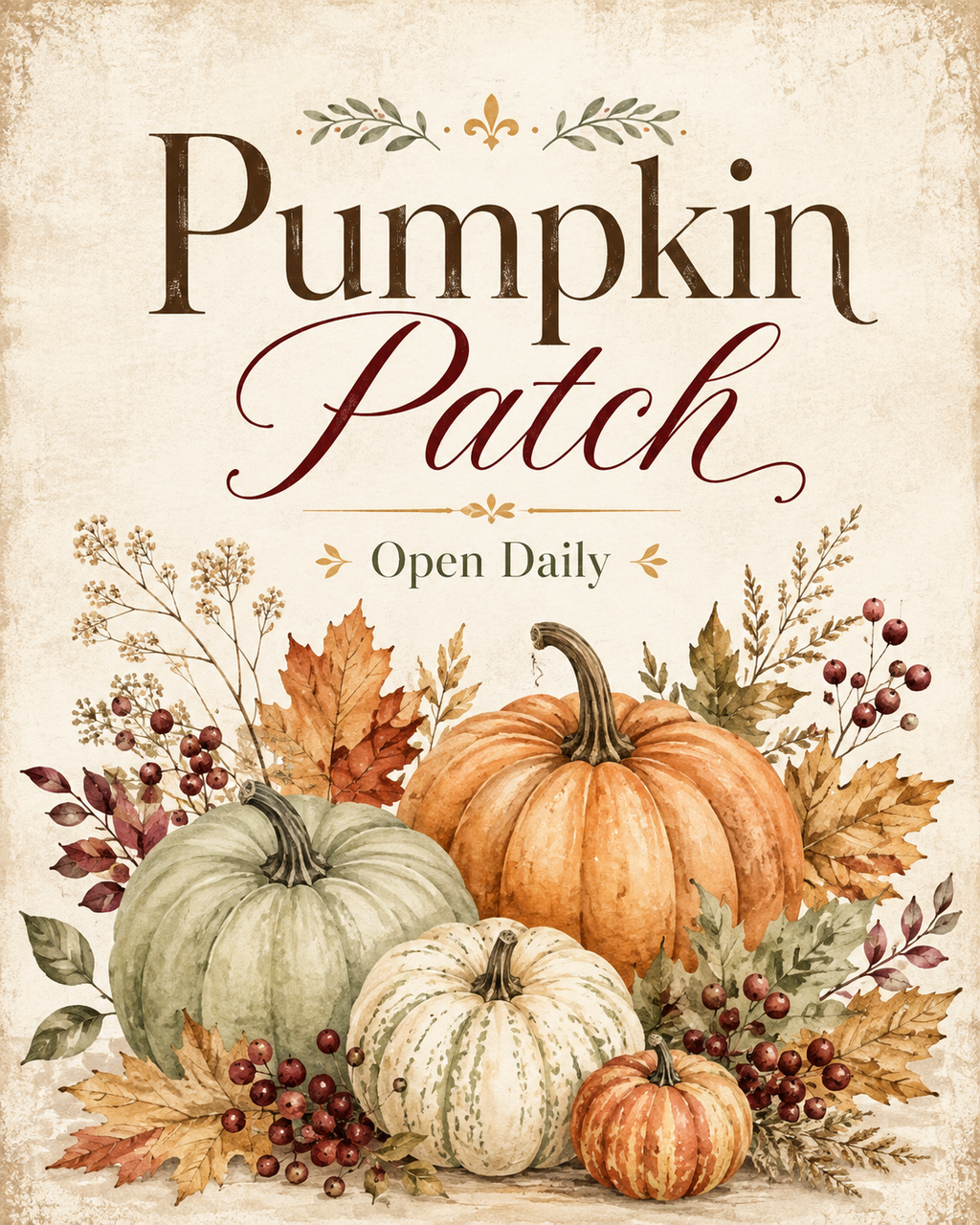Pumpkin Patch Open Daily printable fall wall art by Mama Jack Design